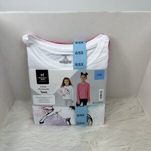 Members Mark 2-Pack My Favorite Long Sleeve Tee Unicorn 6/6X Pink White NWT